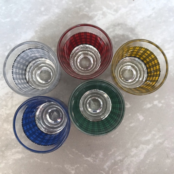 Mid Century Plaid Shot Glasses from France - Picture 5 of 8